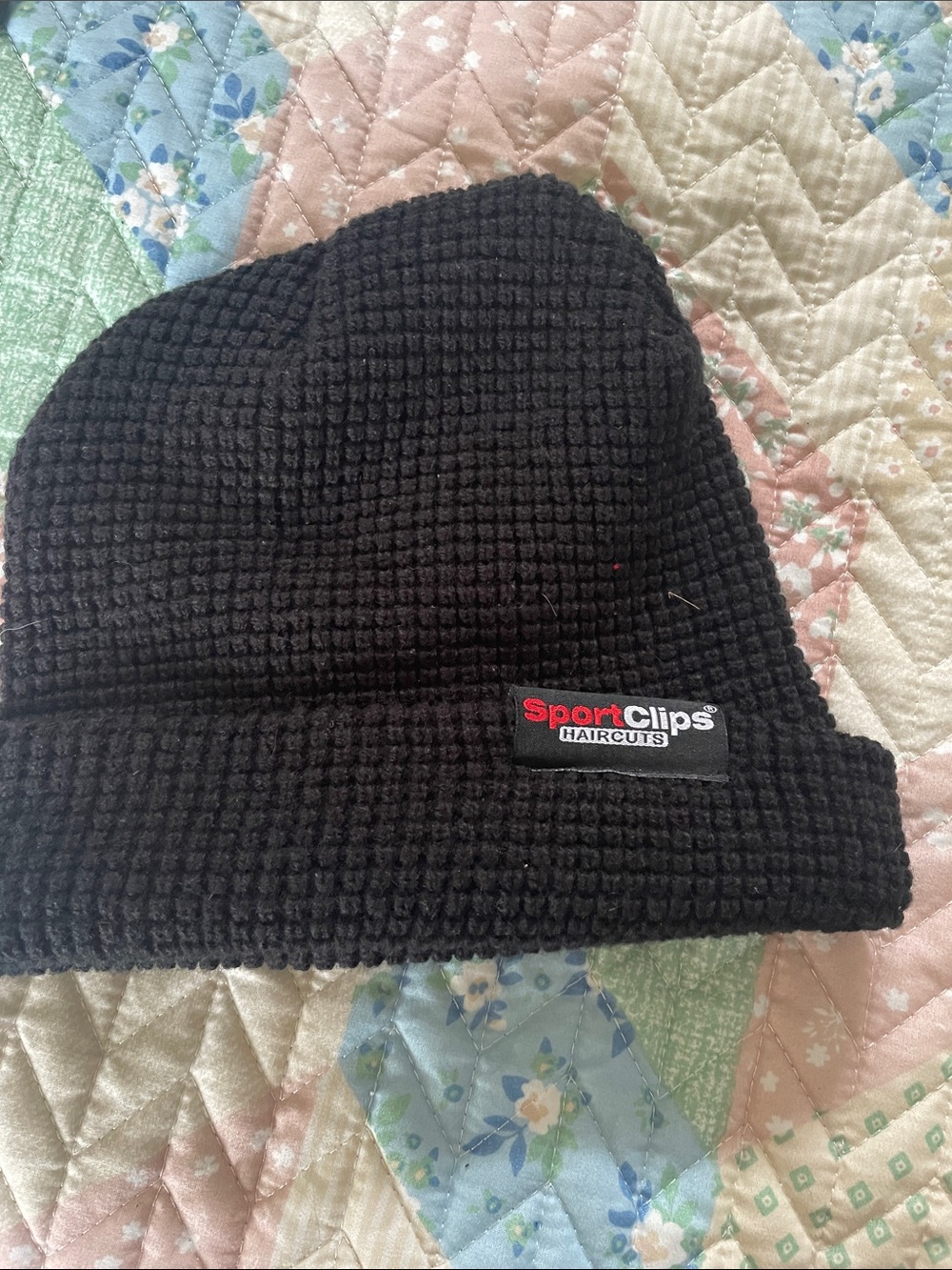 Black Waffle Knit Beanie